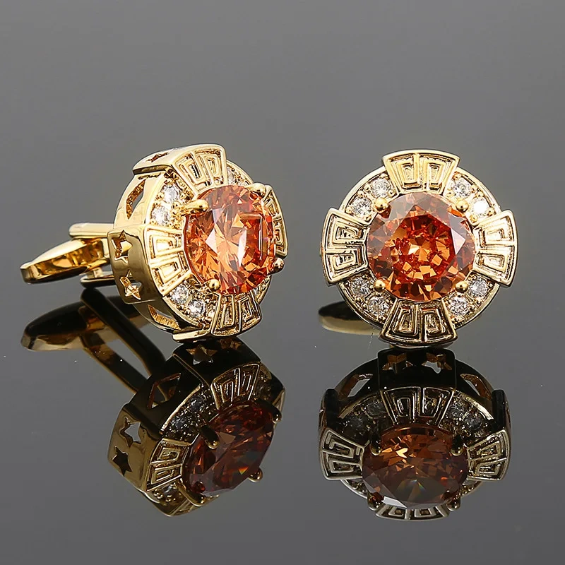Round Cubic Zircon French Cufflinks